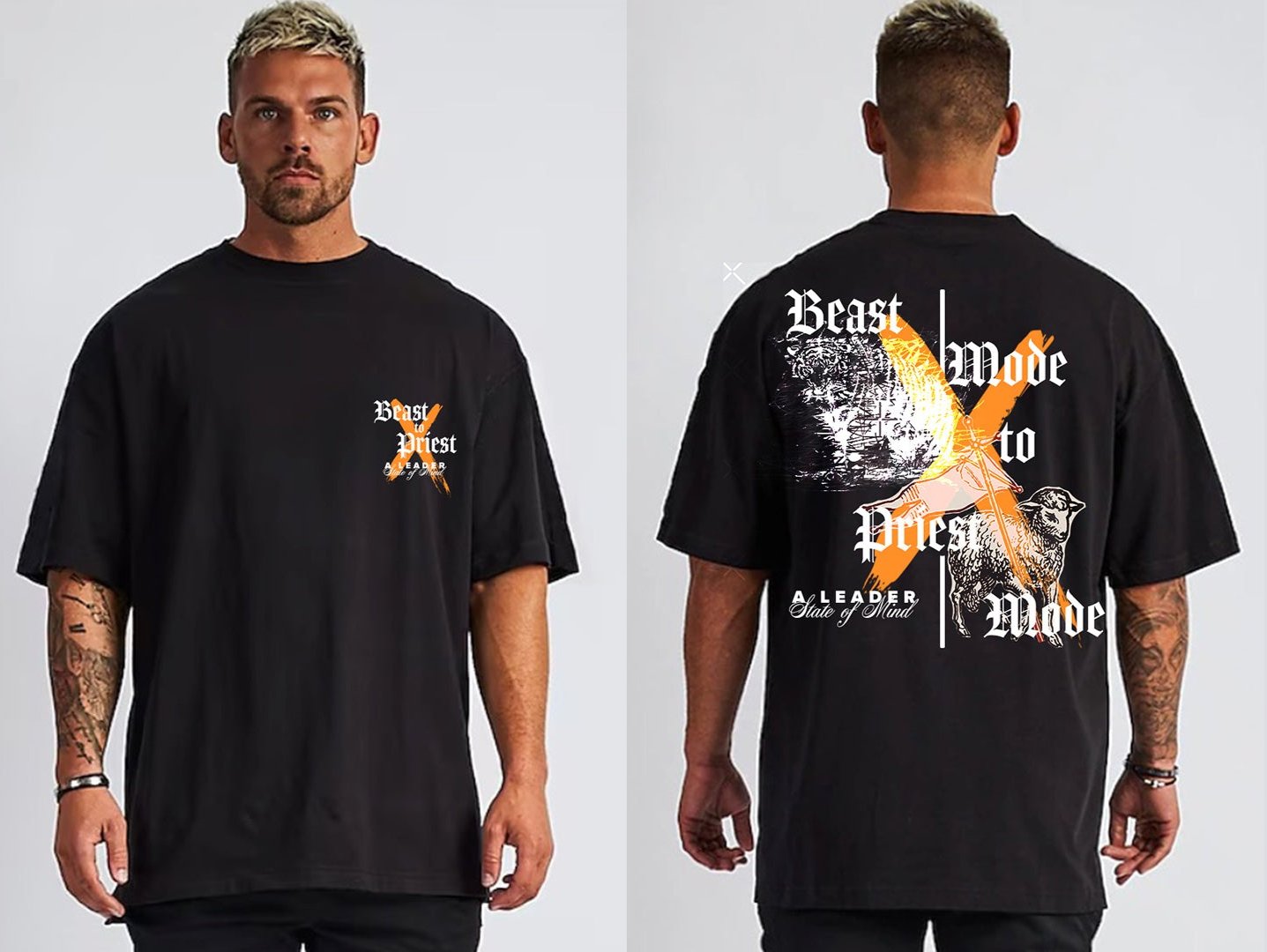 Beast mode to Priest Mode Heavyweight Premium Tshirt Christian Apparel Religious
